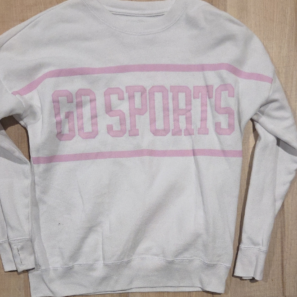 abercrombie kids White Sweatshirt with Pink GO SPORTS Print